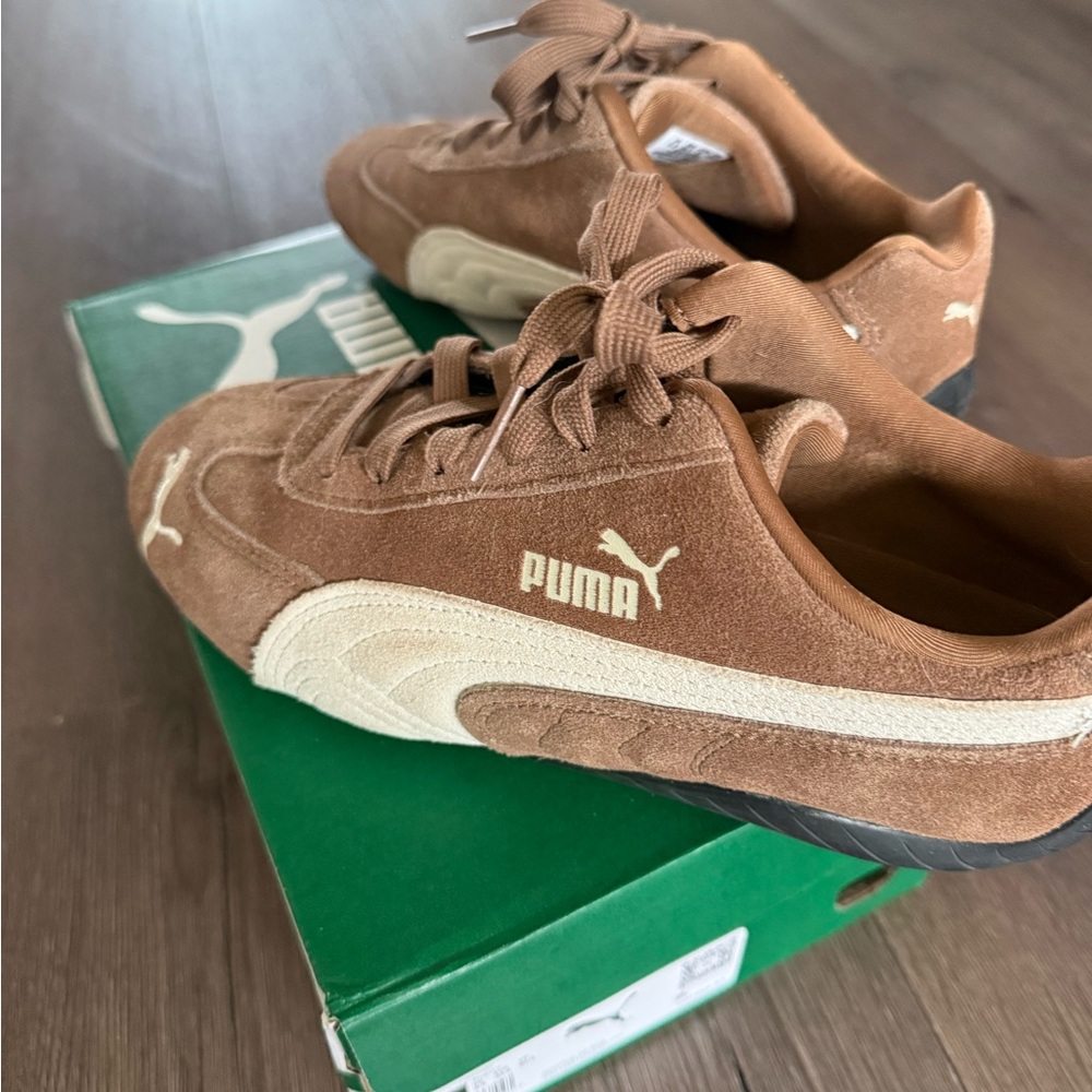 Puma Speedcat Brown & Cream Suede Low-Top Sneakers